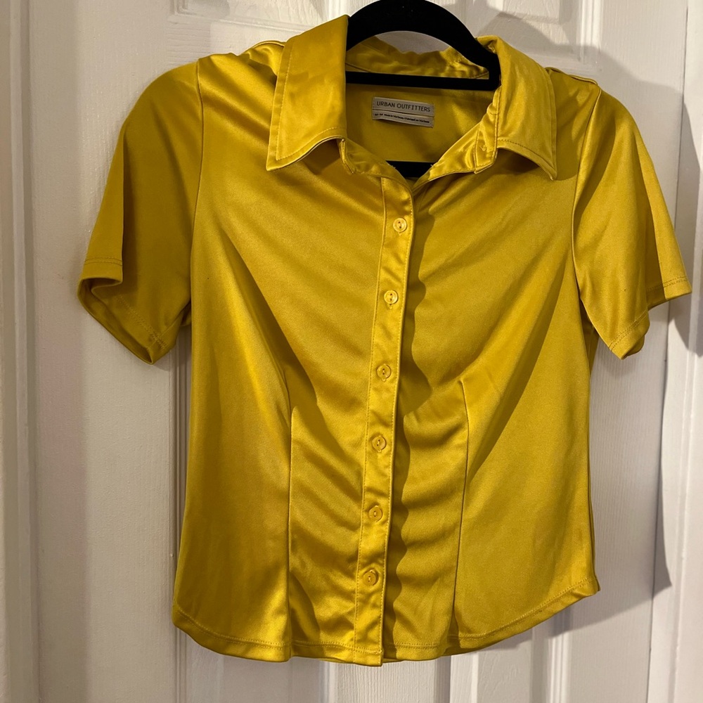 Urban Outfitters Golden Satin Button-Down Shirt